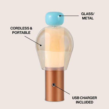 Evonne 10.75" Modern Glam Candle-Style Rechargeable/Cordless Dimmable Integrated LED Table Lamp with Touch Sensor